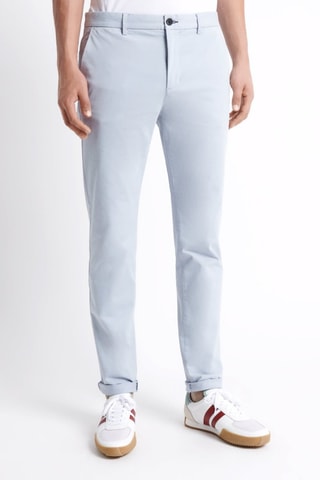 Pantaloni slim in cotone bio - Celeste
