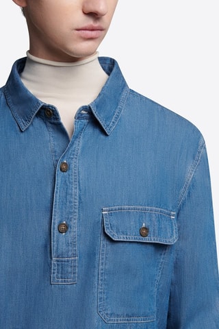Camicia regular in denim - Cobalto