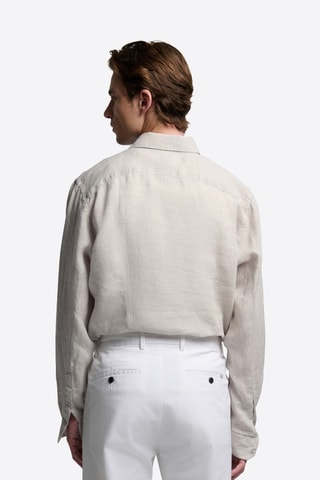 Camicia slim in lino - Beige