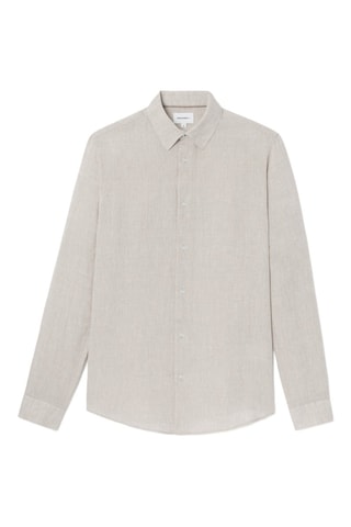 Camicia slim in lino - Beige