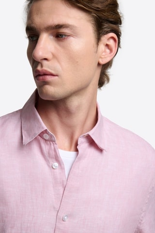 Camicia slim in lino - Rosa antico