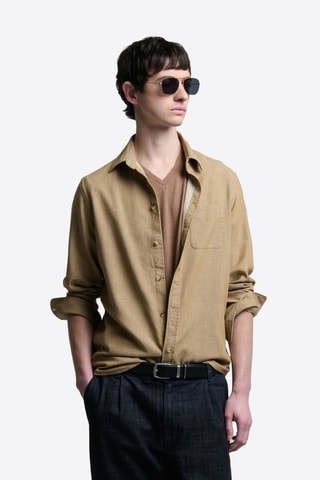 Sovracamicia slim in jeans - Beige