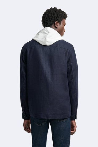 Sovracamicia regular in lino - Navy