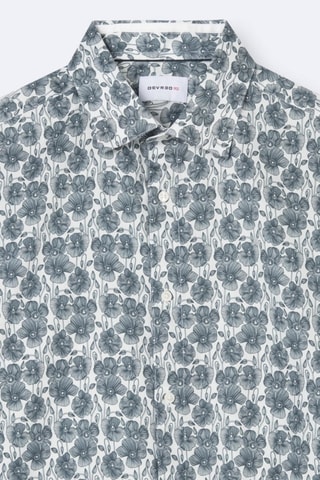 Camicia slim - Petrolio e bianco