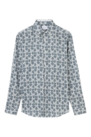 Camicia slim - Petrolio e bianco
