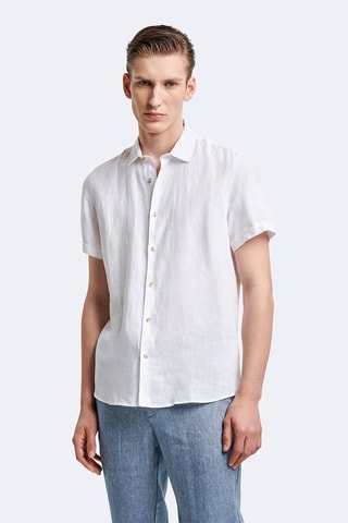 Camicia slim in lino - Bianco