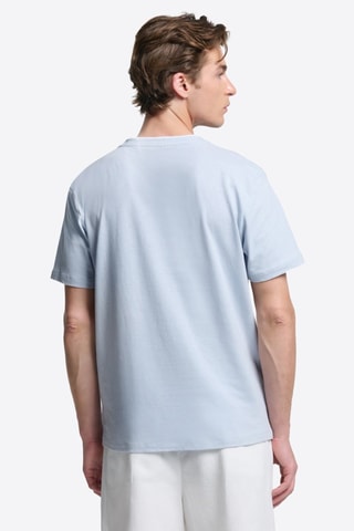 T-shirt in lino - Celeste