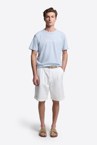 T-shirt in lino - Celeste