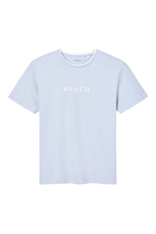 T-shirt in lino - Celeste