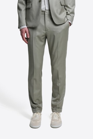 Pantaloni da completo slim in lana - Verde mandorla