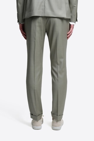 Pantaloni da completo slim in lana - Verde mandorla