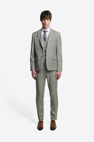 Pantaloni da completo slim in lana - Verde mandorla