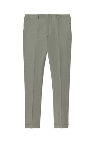 Pantaloni da completo slim in lana - Verde mandorla