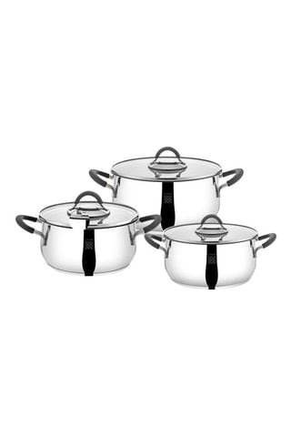 3 casseruole profonde in acciaio inossidabile con coperchi Serenk Modernist - 2,3 e 5 l