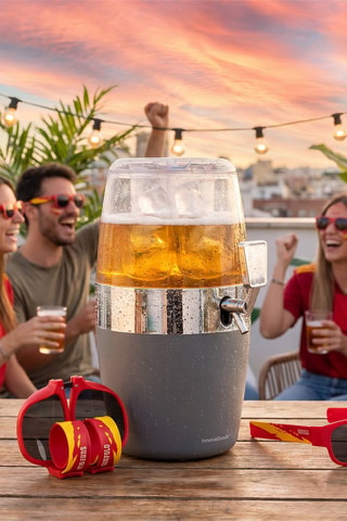 Set distributore di birra, 2 bicchieri e 2 paia di occhiali - Rosso