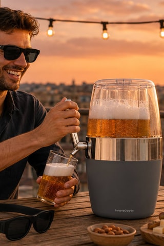 Set distributore di birra, 2 bicchieri e 2 paia di occhiali - Nero