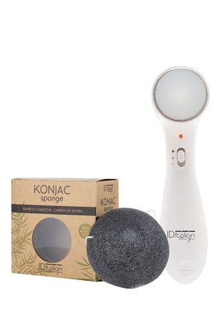 Masseur facial Ionique et éponge konjac en bambou avec charbon