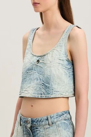 Crop top en jean - Bleu