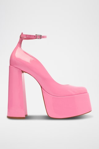 Sandalias de tacón con brillo - Rosa