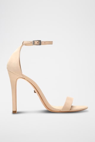 Sandalias de piel de tacón - Beige