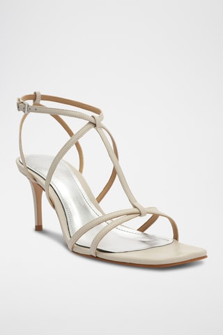 Sandalias de piel de tacón - Blanco