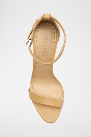 Sandalias de piel de tacón - Beige