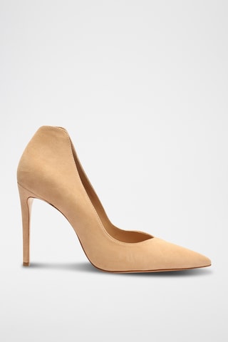 Zapatos de nobuk de tacón - Beige