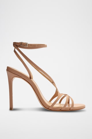 Sandalias de piel de tacón - Beige