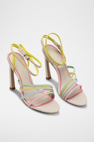 Sandalias de piel de tacón - Beige