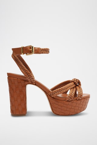 Sandalias de piel de tacón - Marrón