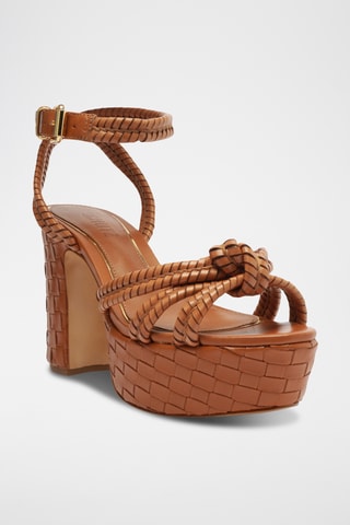 Sandalias de piel de tacón - Marrón