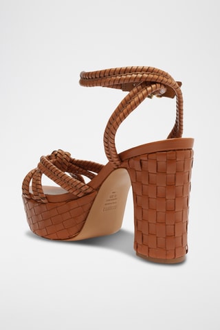 Sandalias de piel de tacón - Marrón