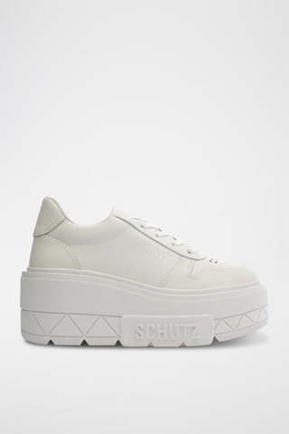Zapatillas de piel con plataforma - Blanco