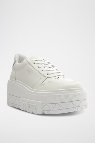 Zapatillas de piel con plataforma - Blanco