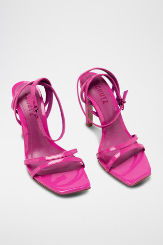Sandalias de tacón con brillo - Rosa