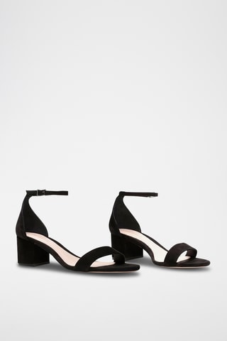 Sandalias de piel de tacón - Negro