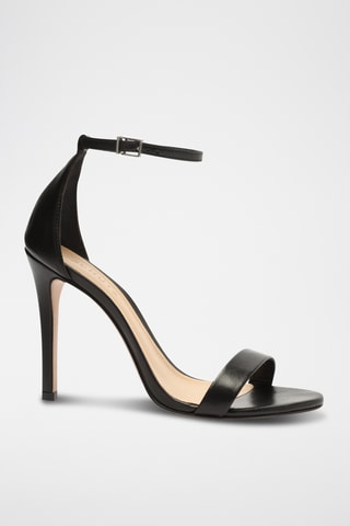 Sandalias de piel de tacón - Negro