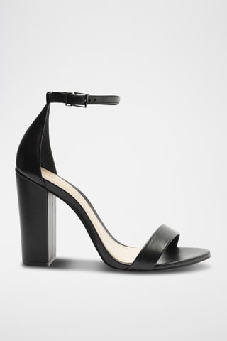 Sandalias de piel de tacón - Negro