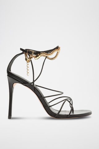 Sandalias de piel de tacón - Negro