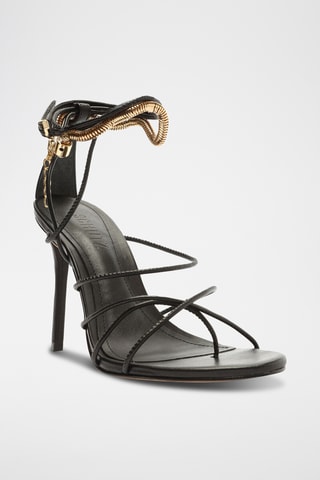 Sandalias de piel de tacón - Negro