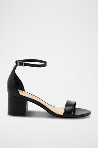 Sandalias de piel de tacón - Negro