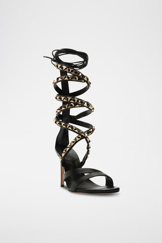 Sandalias de piel de tacón - Negro