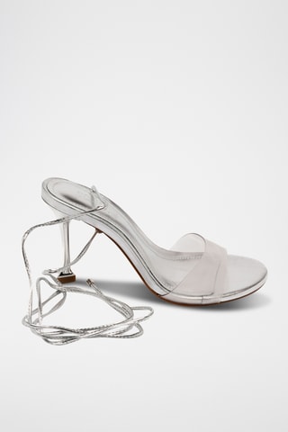Sandalias de piel de tacón - Plateado