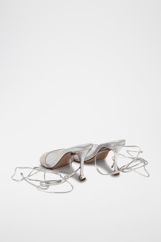 Sandalias de piel de tacón - Plateado