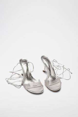 Sandalias de piel de tacón - Plateado