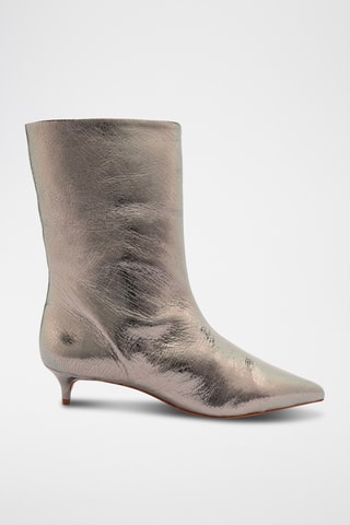 Botines de piel - Plateado