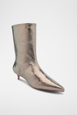Botines de piel - Plateado