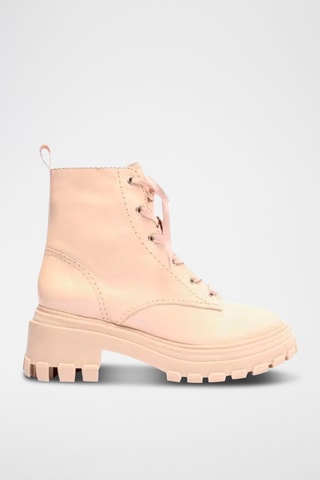 Botines de piel con plataforma - Beige