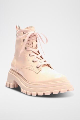 Botines de piel con plataforma - Beige