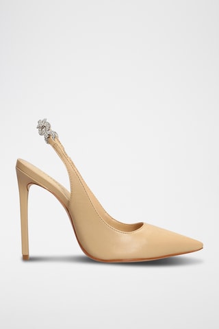 Zapatos de piel de tacón - Beige